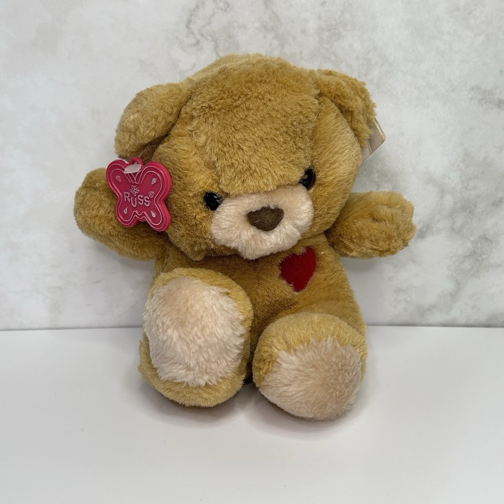 Russ Honeydew Bear Plush Stuffed Animal 6" Tall Caress‎ Soft Pets Tags Heart